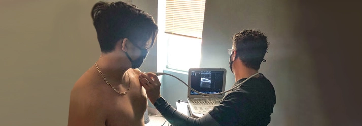 Chiropractic Nottingham MD Patient Receiving Muscuoloskeletal Ultrasound